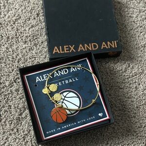 Alex and Ani Gold and Orange Basketball Charm Bracelet